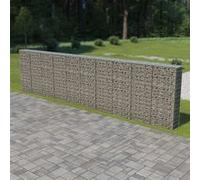 Mur à gabion avec couvercles Acier galvanisé 600x30x150 cm Argenté G