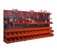 Mur à outils - 1728 x 780 mm - Boîte à outils empilable pour garage, entrepôt, atelier, loisirs (50 boîtes orange)