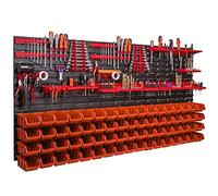 Mur à outils - 1728 x 780 mm - Boîte à outils empilable pour garage, entrepôt, atelier, loisirs (68 boîtes orange)