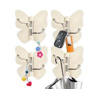 Mur Adhésif Crochets - 4 Pièces 10x10cm | Papillon Rotatif Support | Fort Autocollant Sans Trace Fixation Attache Pour Serviettes Clés Peignoirs Ustensiles Entrée Salle-de-bain Cuisine Chambre