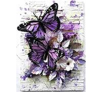 Mur Blanc Papillon Violet - Puzzle en Bois 1500 pièces - Activité pour la Famille et Les Amis