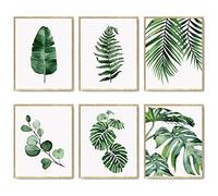 Mur Botanique Vert Impression Artistique Lot de 6 Impression Sur Toile Estampes Botaniques Décor à la Maison Naturel Affiches d'art de Salle de Bain 8"x10" (20.3x25.4cm) SANS CADRE