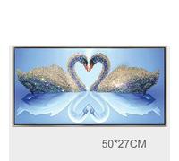 Mur Broderie Peinture Couple Cygne Lac Bricolage 5d Diamant Peinture Point De Croix Kit Décoration De La Maison 50*27cm Artisanat D'art Fait Main