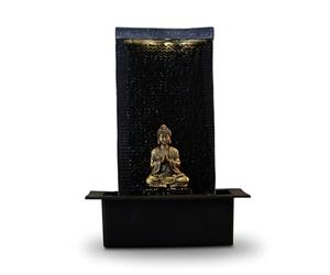 Mur d’Eau Zenitude - Fontaine d’intérieur avec Spot LED Jaune - Grande Fontaine de Table avec Statue Bouddha Amovible - Ambiance Zen pour salon, bureau, chambre - Cadeau Original - H: 40cm - Zen’Light