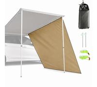 Mur D’Extension D’Auvent de Véhicule, Mur D’Auvent Fourgon Aménagé en Tissu Oxford 420D Résistant à la Déchirure, Panneau Imperméable UPF 50+ pour Camping(Beige,200x200cm/6.6x6.6ft)