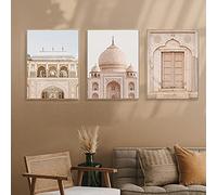 (Mur d'art) Architecture islamique toile impression maroc porte Vintage affiche impression moderne mur musulman Art décor photo-(40X60 cm) X3 sans cadre