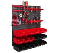 Mur d'atelier - BOTLE - Étagère murale 77 x 78 cm - 18 pcs Boîte Rouge et Noire - Plastique - Mobile