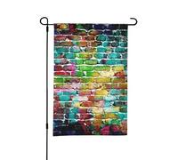 Mur de briques colorées,Drapeau de jardin décoratif double face pour intérieur et extérieur, 30 x 45 cm