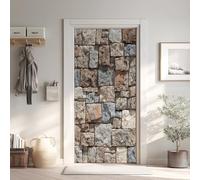 Mur de Briques Poster de Porte 3D Trompe L'oeil, Moderne Auto-Adhésif Sticker Porte pour Chambre Cuisine, Gris Stickers Autocollants de Porte 85x215 cm