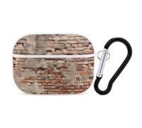 Mur de briques usées anciennes pour Airpod Pro Coque rigide de protection complète contre les chutes avec porte-clés Compatible avec AirPod Pro 2e/1ère génération, LED avant visible, blanc