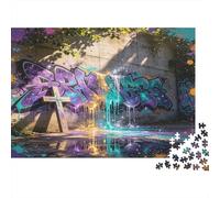 Mur de Graffiti Puzzle 1000 Pièces Papier Puzzle pour Adultes Scène Soleil Urbain Relaxation Concentration Activité en Famille Décoration Idée Cadeau 38x26cm/1000pcs