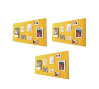 Mur De Photos En Feutre Feutre mural Photo à rayures verticales, 3 pièces, décoration d'arrière-plan de salon, affichage, tableau d'affichage, décoration murale auto-adhésive Pour Mur De Salle(Yellow-