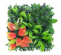 Mur de plantes artificielles résistant aux UV pour espaces intérieurs et extérieurs, panneau de verdure réaliste à texture d'eucalyptus et d'herbe, 25 x 25 cm (05)