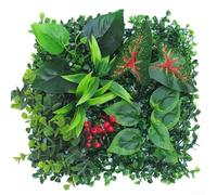 Mur de plantes artificielles résistant aux UV pour espaces intérieurs et extérieurs, panneau de verdure réaliste à texture d'eucalyptus et d'herbe, 25 x 25 cm (03)