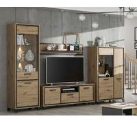 Mur De Salon Meuble De Médias 4-Pièces Artisan Chêne Chêne Noir Moderne 67884225