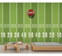 Mur de terrain de football rétro et mur de ballon - Papier peint avec détails de ligne de terrain pour un mur d'accent dans le salon 250x195cm (Non autocollant)