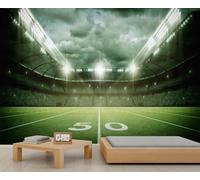 Mur d'enceinte de stade de football à la ligne des 50 yards - Papier peint avec éclairage pour la décoration de la salle de jeux ou de la cave à baril 150x105cm (Non autocollant)