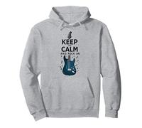 Mur des Amateurs de Musique Keep Calm and Rock on Guitar Sweat à Capuche, Unisexe pour Adultes, Gris Chiné, XL