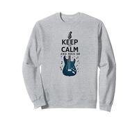 Mur des Amateurs de Musique Keep Calm and Rock on Guitar Sweatshirt, Unisexe pour Adultes, Gris Chiné, M