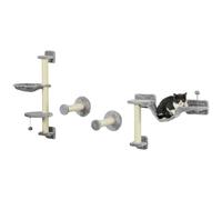 Mur D'escalade Pour Chat - Arbre À Chat Design Mural - Griffoirs, Plateformes, Panier, Hamac, Jeux Boules - Gris