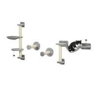 Mur d'escalade pour chat - arbre à chat design mural - griffoirs, plateformes, panier, hamac, jeux boules - gris