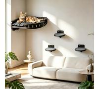 Mur d'escalade pour chat avec lit pour chat et 3 escaliers muraux en bois de bouleau - Arbre à chat mural - Hamac pour chat - Arbre à chat - Arbre à chat mural - Mur d'escalade - Meubles pour chat