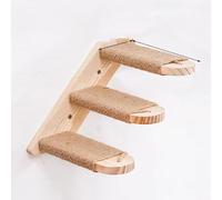 Mur d'escalade, pour chat, en bois d'hévéa massif, mur d'escalade, pour chats pesant jusqu'à 15 kg, avec corde en jute de gauche à droite, 3 étages
