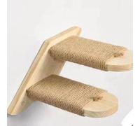 Mur d'escalade, pour chat, en bois d'hévéa massif, mur d'escalade, pour chats pesant jusqu'à 15 kg, avec corde en jute de gauche à droite, 2 étages