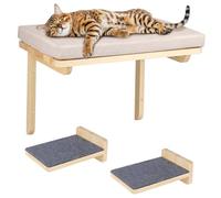 Mur d'Escalade pour Chat - Étagère Murale Intérieure avec 2 Marches et Hamac 3 Pièces (a)