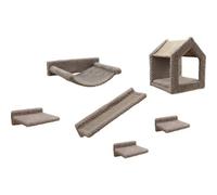 Mur d'escalade pour chats - KERBL - MONTE BALDO - 6 pieces - Gris - Niche vaste