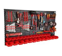 Mur d'outils Étagère murale avec bacs de 160x80cm 26 pièces en noir/rouge Porte-outils Étagère d'atelier en plastique Système de stockage Étagère à bacs extra-résistante extensible Étagère de stockage