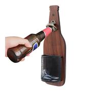Mur d'ouverture de bouteille de bière monté | Attrapeur de bouchon en bois rustique | Ouvre-bouteille en de zinc pour bar de cuisine ou patio | avec vis | pour les amateurs de bière