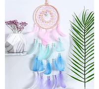Mur Dreamcatcher LED Plume À La Main Dream Catcher Tressé Vent Carillons Art pour La Décoration De La Chambre Suspendus Décor À La Maison Affiche, b