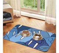 Mur du Morse,Tapis d'alimentation pour Animaux de Compagnie, Sets de Table en Cuir PU pour Chats et Chiens,30x45cm