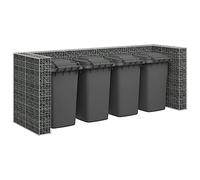 Mur en Gabion pour poubelles, Panier en Acier galvanisé 320x100x120 cm, clôture Robuste Contenant 4 poubelles, Facile à Assembler, rempli de Roches ou Gravier.
