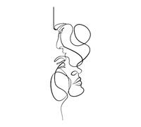 Mur en métal Couple Dessins au trait - Décoration murale abstraite minimaliste moderne en métal, dessins au trait | Art mural au trait - Ligne unique Femme Art mural Maison -