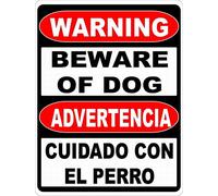 Mur Étain Panneau Avis De Sécurité Danger Avertissement Avertissement Bilingue Attention Au Chien Anglais Et Espagnol Sécurité Metal Sign Unique Affiche Vintage Tin Signs Pour Café Cuisine M