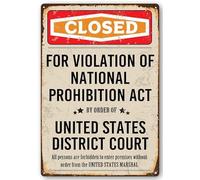 Mur Étain Panneau Décoration Affiche De Bar Clandestin Années 1920 Cadeau, Prohibition Fermée Métal Étain Signe Vintage Metal Sign Unique Tin Signs Pour Garage Salon Cuisine M