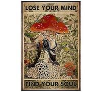 Mur Étain Panneau Fille Champignon Perds La Tête, Trouve Ton Âme Art Rétro Drôle Affiche Rétro Tin Signs Décorative Metal Sign pour Cuisine Restaurant Maison S