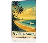 Mur Étain Panneau Impression De Voyage Riviera Maya Metal Sign Vintage Tin Signs Unique Métal Étain Signe pour Chambre Garage Restaurant S