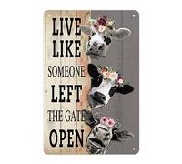Mur Étain Panneau La Vache VIT comme Si Quelqu'un Avait Laissé La Porte Ouverte Rétro Affiche Vintage Tin Signs Unique Metal Sign pour Cuisine Maison Chambre S