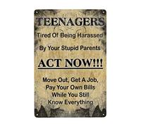 Mur Étain Panneau Les Adolescents en Ont Marre D'Être Harcelés par Leurs Parents Stupides. Affiche Vintage Tin Signs Unique Metal Sign pour Chambre Salon Garage S