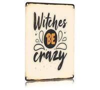 Mur Étain Panneau Les Sorcières Sont Folles, Regardez Halloween Métal Étain Signe Vintage Metal Sign Rétro Tin Signs Pour Maison Chambre Restaurant M