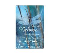 Mur Étain Panneau Libellule Quand Tu Crois Au-Delà De Ce Que Tes Yeux Peuvent Voir Cadeau De Ferme Métal Étain Signe Unique Tin Signs Vintage Metal Sign Pour Cuisine Garage Salon M