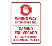 Mur Étain Panneau Mauvais Sens, Entrez par l'autre Extrémité avec L'Icône Portrait Bilingue en Espagnol Avertissement De Danger Bilingue Metal Sign Vintage Tin Signs Unique Affiche pour Maison S