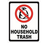 Mur Étain Panneau No Household Trash Garbage & Dumpster Rules Retro Metal Sign Vintage Métal Étain Signe Décorative Affiche Pour Salon Café Cuisine M