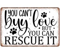 Mur Étain Panneau On Ne Peut Pas Acheter L'Amour, Mais On Peut Le Sauver. Citations Pour Les Amoureux Des Chiens. Métal Étain Signe Unique Metal Sign Décorative Affiche Pour Chambre Salon Garage M