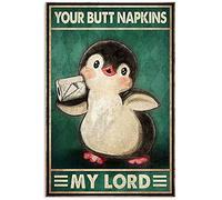 Mur Étain Panneau Pingouin Rétro Votre Papier Toilette Mon Seigneur Art Drôle Affiche Drôle Métal Étain Signe Décorative Metal Sign Pour Cuisine Café Garage 20X30CM