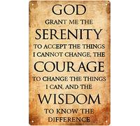 Mur Étain Panneau Que Dieu Me Donne La Sérénité. Prière De Sérénité Chrétienne Vintage Affiche Rétro Tin Signs Vintage Metal Sign pour Chambre Salle De Bain Garage S