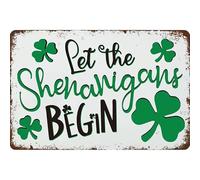 Mur Étain Panneau Que La Fête Commence ! Trèfle Porte-Bonheur Vintage Pour La Saint-Patrick Affiche Vintage Tin Signs Unique Metal Sign Pour Chambre Restaurant Cuisine 20X30CM